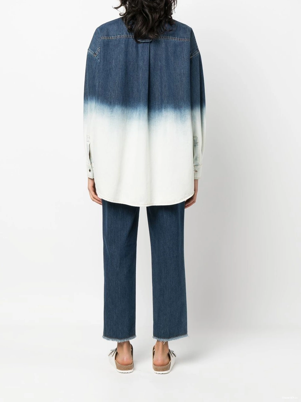 Cheap Women Moschino Love denim ombre-effect shirt 0403